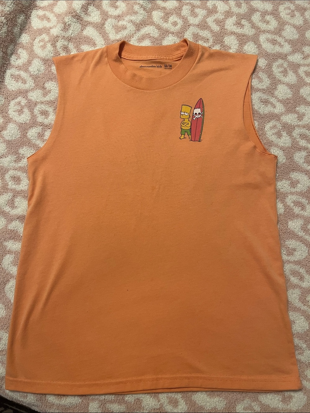 EUC- Boys Abercrombie Kids Orange Bart Simpson Surf Graphic Muscle Tee Sz 13/14